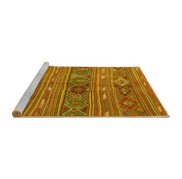 Sideview of Machine Washable Oriental Yellow Traditional Rug, wshcon3031yw