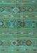 Machine Washable Oriental Turquoise Traditional Area Rugs, wshcon3031turq