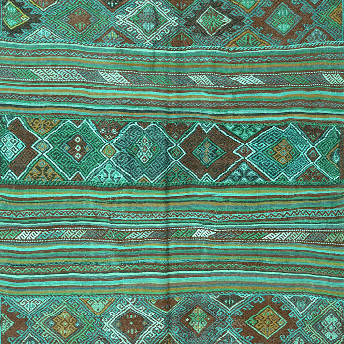 Machine Washable Oriental Turquoise Traditional Area Rugs, wshcon3031turq