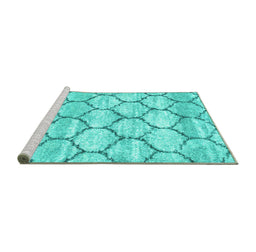 Sideview of Machine Washable Trellis Turquoise Modern Area Rugs, wshcon3032turq