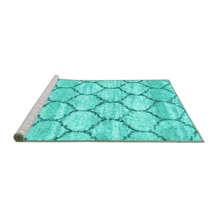 Sideview of Machine Washable Trellis Turquoise Modern Area Rugs, wshcon3032turq