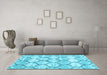 Machine Washable Trellis Light Blue Modern Rug in a Living Room, wshcon3032lblu