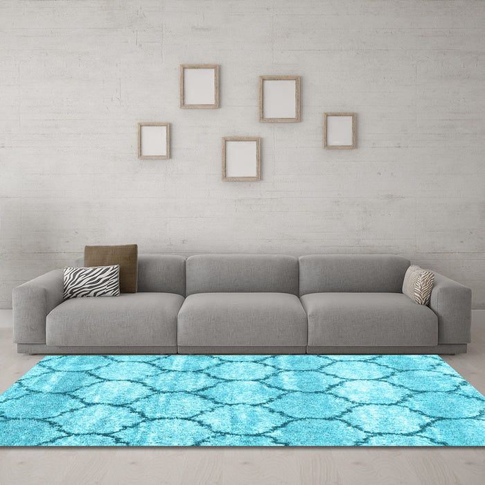 Machine Washable Trellis Light Blue Modern Rug in a Living Room, wshcon3032lblu