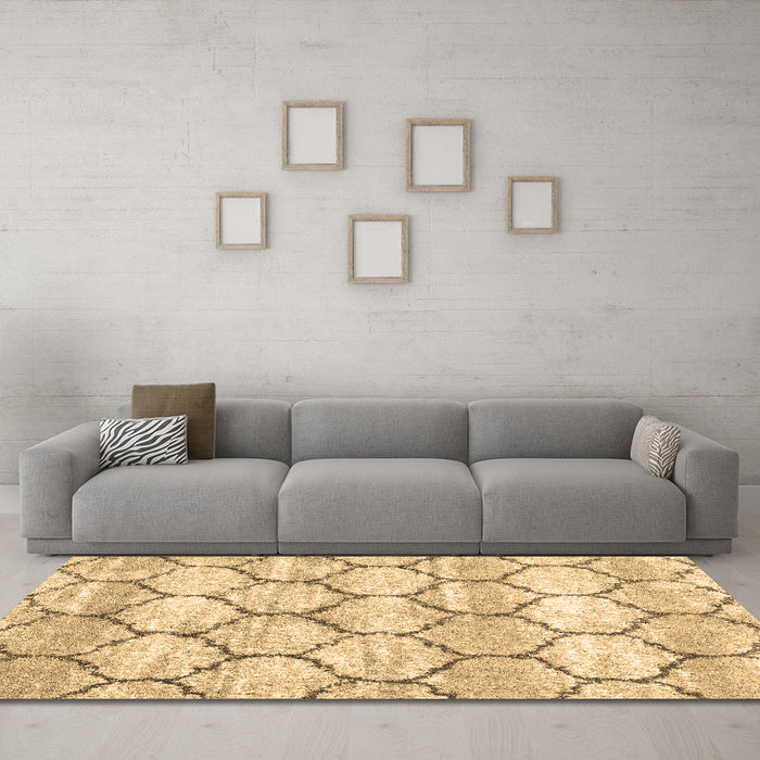 Machine Washable Trellis Brown Modern Rug in a Living Room,, wshcon3032brn
