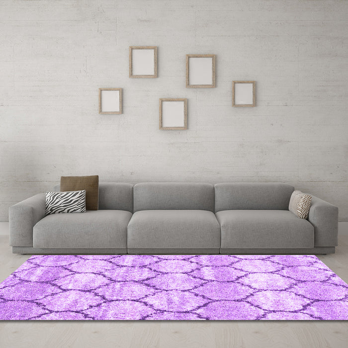 Machine Washable Trellis Purple Modern Area Rugs in a Living Room, wshcon3032pur