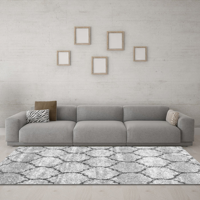 Machine Washable Trellis Gray Modern Rug in a Living Room,, wshcon3032gry
