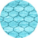 Round Machine Washable Trellis Light Blue Modern Rug, wshcon3032lblu