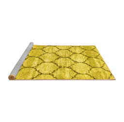 Sideview of Machine Washable Trellis Yellow Modern Rug, wshcon3032yw