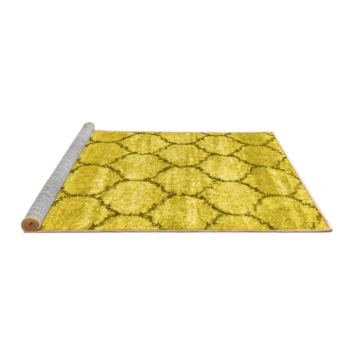 Sideview of Machine Washable Trellis Yellow Modern Rug, wshcon3032yw