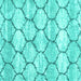 Square Machine Washable Trellis Turquoise Modern Area Rugs, wshcon3032turq