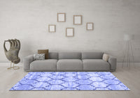 Machine Washable Trellis Blue Modern Rug, wshcon3032blu