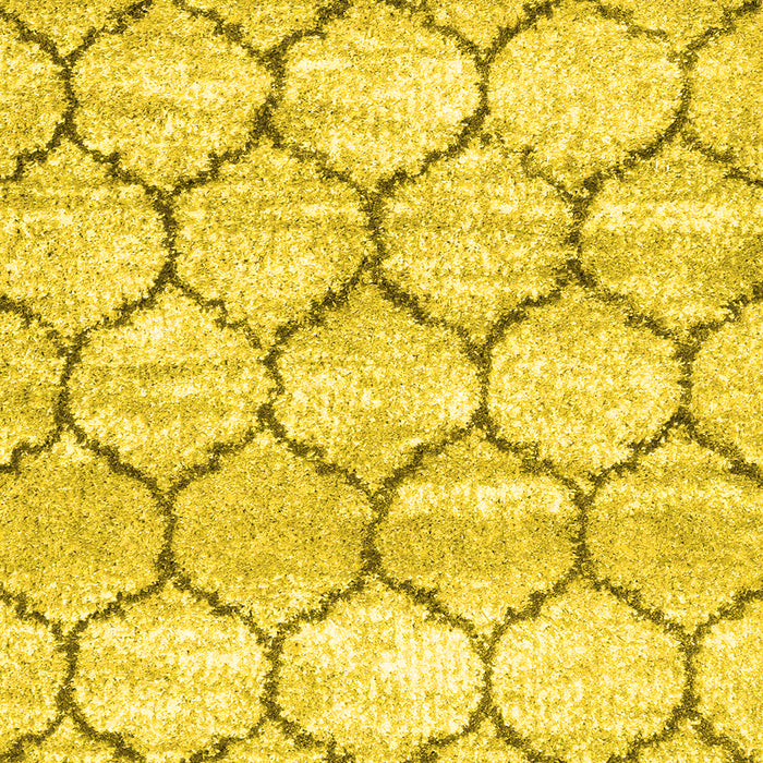 Machine Washable Trellis Yellow Modern Rug, wshcon3032yw