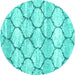 Round Trellis Turquoise Modern Rug, con3032turq