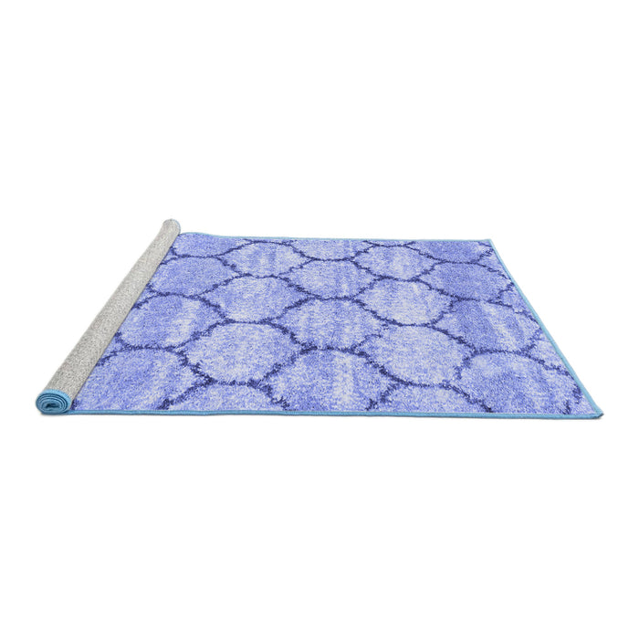 Sideview of Machine Washable Trellis Blue Modern Rug, wshcon3032blu