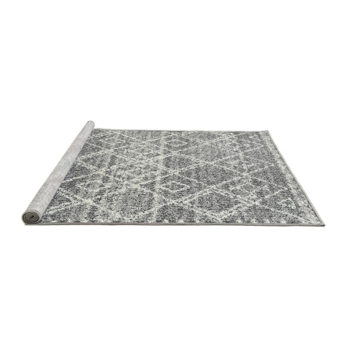 Serging Thickness of Machine Washable Contemporary Grey Gray Rug, wshcon3033