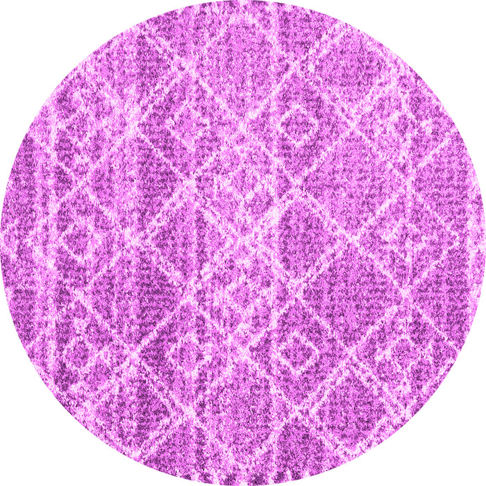 Round Machine Washable Trellis Pink Modern Rug, wshcon3033pnk