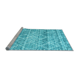 Sideview of Machine Washable Trellis Light Blue Modern Rug, wshcon3033lblu
