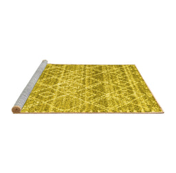Sideview of Machine Washable Trellis Yellow Modern Rug, wshcon3033yw