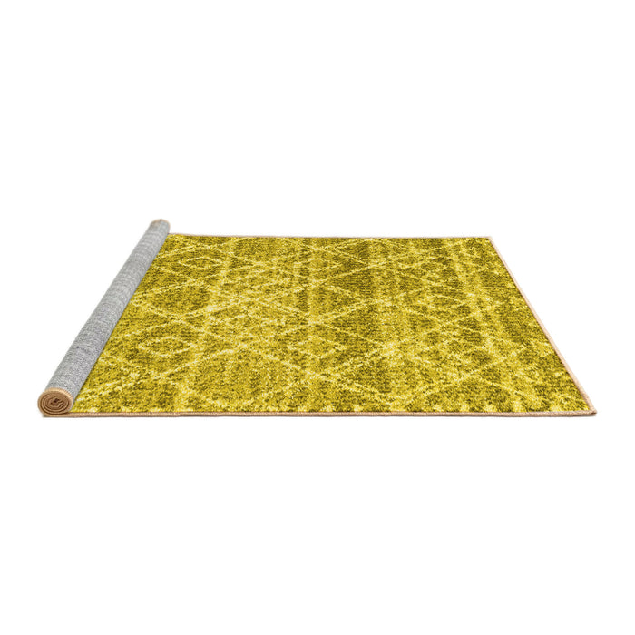 Sideview of Machine Washable Trellis Yellow Modern Rug, wshcon3033yw