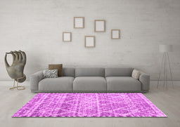 Machine Washable Trellis Pink Modern Rug in a Living Room, wshcon3033pnk