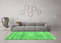 Machine Washable Trellis Green Modern Rug, wshcon3033grn