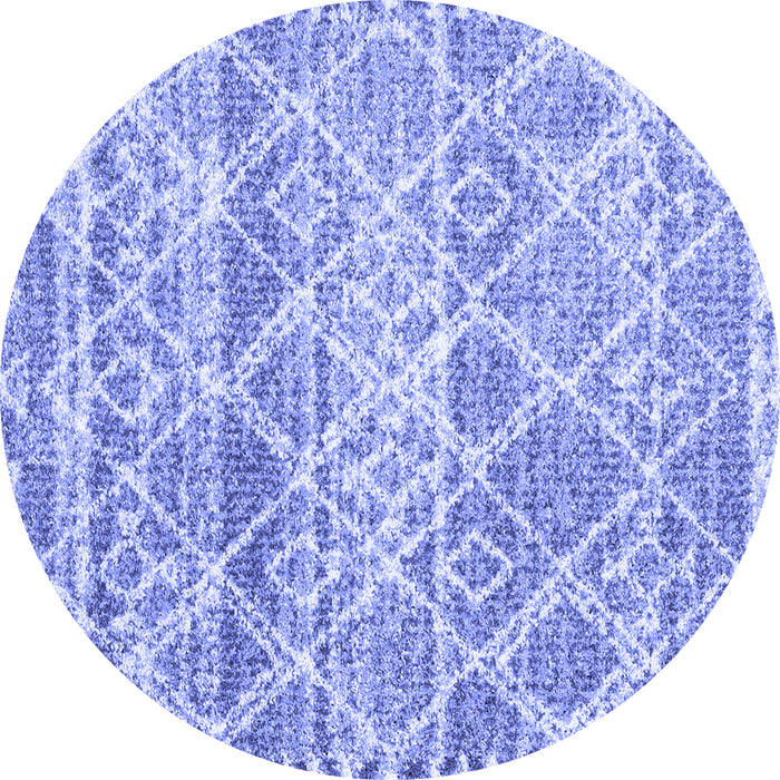 Round Machine Washable Trellis Blue Modern Rug, wshcon3033blu