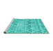 Sideview of Machine Washable Trellis Turquoise Modern Area Rugs, wshcon3033turq