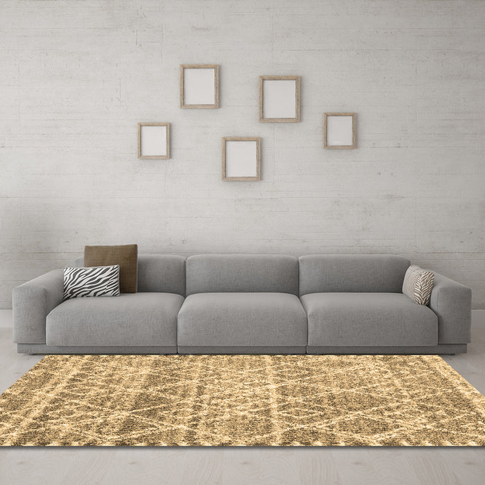 Machine Washable Trellis Brown Modern Rug in a Living Room,, wshcon3033brn