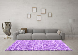 Machine Washable Trellis Purple Modern Area Rugs in a Living Room, wshcon3033pur