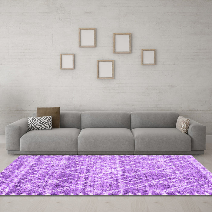 Machine Washable Trellis Purple Modern Area Rugs in a Living Room, wshcon3033pur