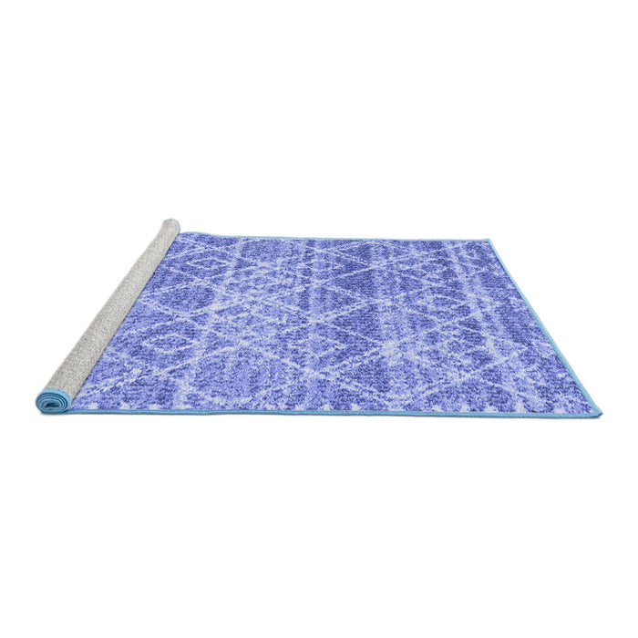 Sideview of Machine Washable Trellis Blue Modern Rug, wshcon3033blu