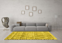 Machine Washable Trellis Yellow Modern Rug, wshcon3033yw