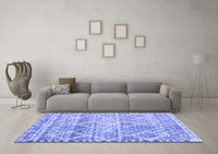 Machine Washable Trellis Blue Modern Rug, wshcon3033blu