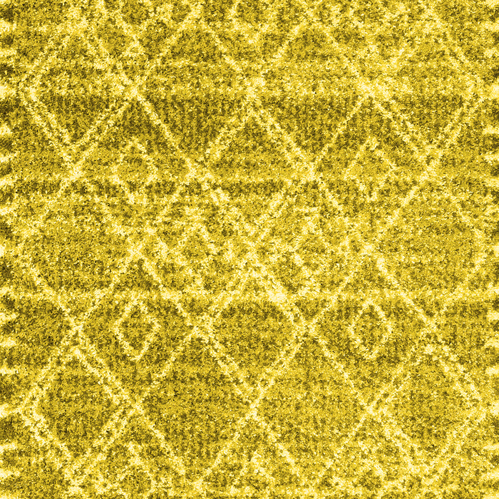 Machine Washable Trellis Yellow Modern Rug, wshcon3033yw