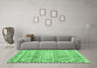 Machine Washable Trellis Emerald Green Modern Area Rugs in a Living Room,, wshcon3033emgrn