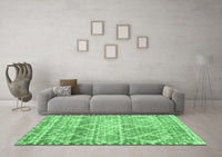 Machine Washable Trellis Emerald Green Modern Rug, wshcon3033emgrn