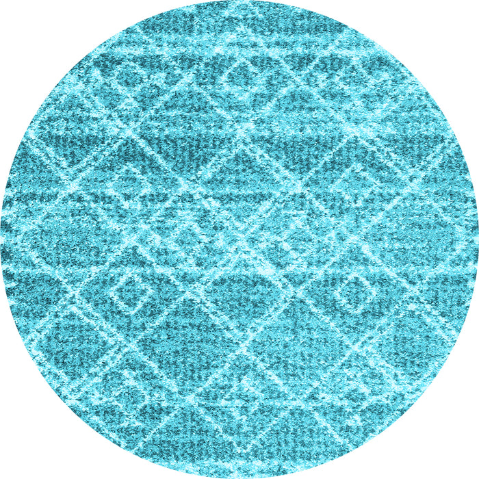 Round Machine Washable Trellis Light Blue Modern Rug, wshcon3033lblu