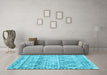 Machine Washable Trellis Light Blue Modern Rug in a Living Room, wshcon3033lblu