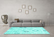 Machine Washable Solid Turquoise Modern Area Rugs in a Living Room,, wshcon3034turq