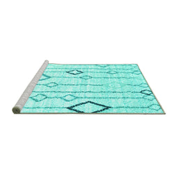 Sideview of Machine Washable Solid Turquoise Modern Area Rugs, wshcon3034turq
