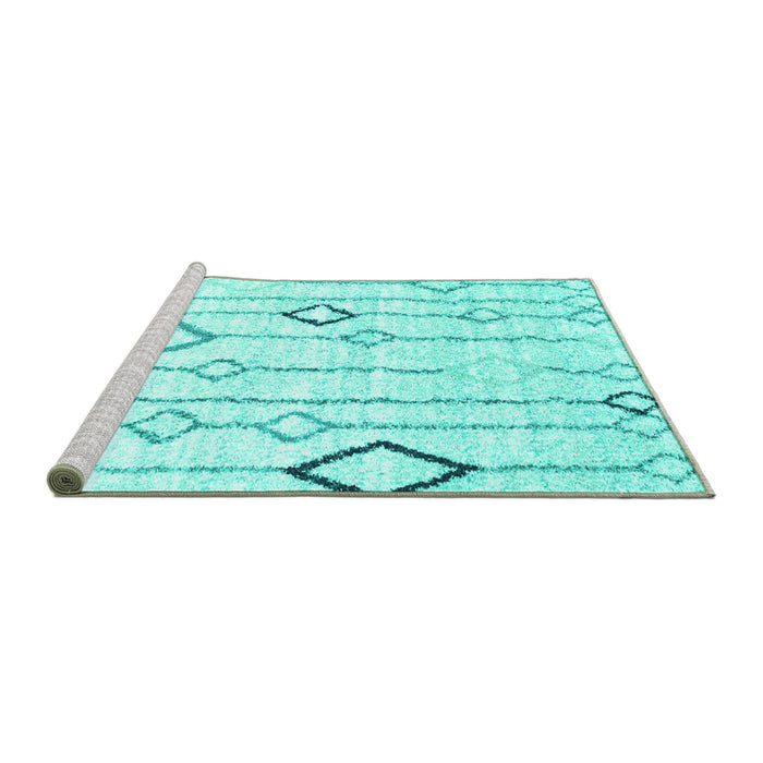 Sideview of Machine Washable Solid Turquoise Modern Area Rugs, wshcon3034turq