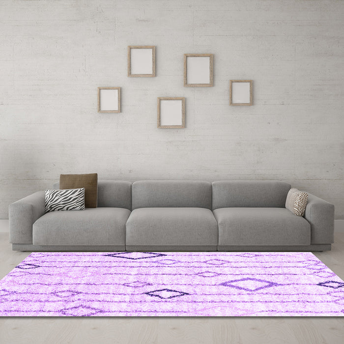Machine Washable Solid Purple Modern Area Rugs in a Living Room, wshcon3034pur