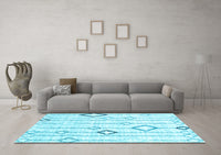 Machine Washable Solid Light Blue Modern Rug, wshcon3034lblu