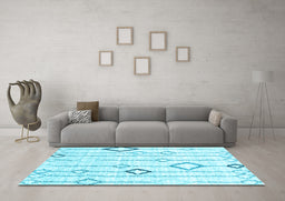 Machine Washable Solid Light Blue Modern Rug in a Living Room, wshcon3034lblu