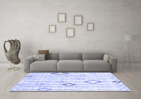 Machine Washable Solid Blue Modern Rug, wshcon3034blu