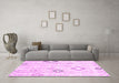 Machine Washable Solid Pink Modern Rug in a Living Room, wshcon3034pnk