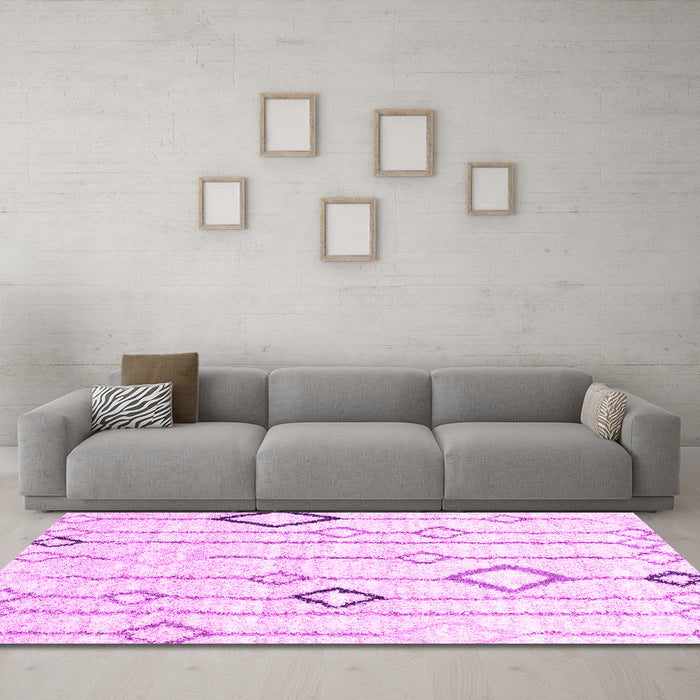 Machine Washable Solid Pink Modern Rug in a Living Room, wshcon3034pnk