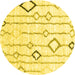 Round Machine Washable Solid Yellow Modern Rug, wshcon3034yw