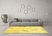 Machine Washable Solid Yellow Modern Rug in a Living Room, wshcon3034yw