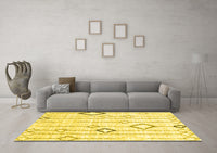 Machine Washable Solid Yellow Modern Rug, wshcon3034yw